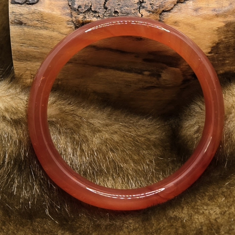 Glass Bangle Bracelet Size 7 - 7.25 Width .5"  Carnelian Color - Tested as Glass